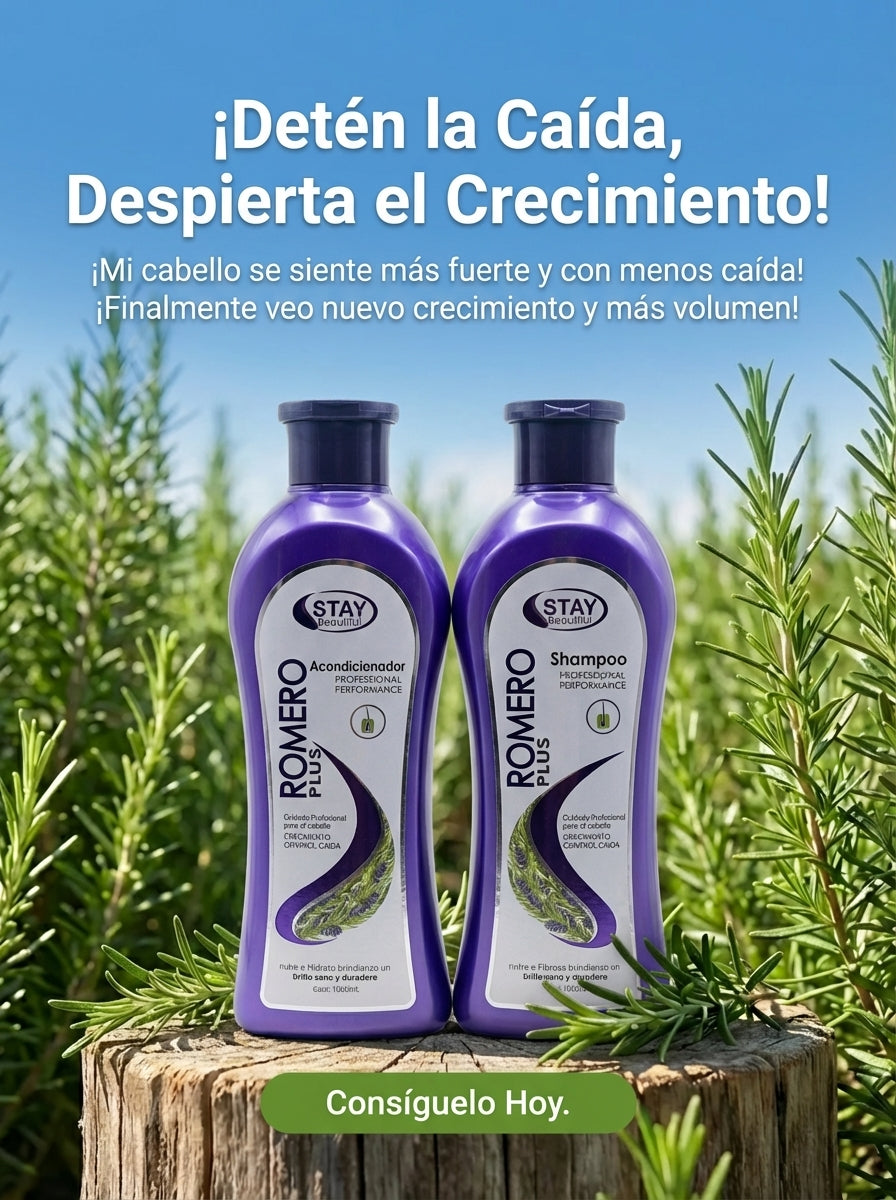 Romero Plus - Kit de Crecimiento Intensivo y Anti-Caída (Shampoo + Acondicionador con Romero)