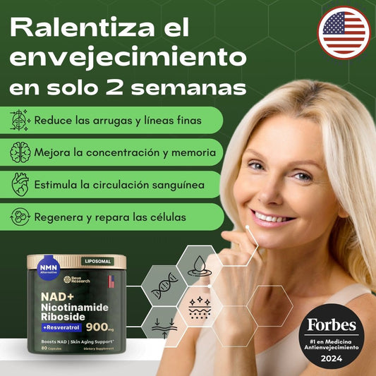 NAD + Resveratrol – Fórmula Avanzada con Nicotinamide Riboside y Resveratrol (80 cápsulas)