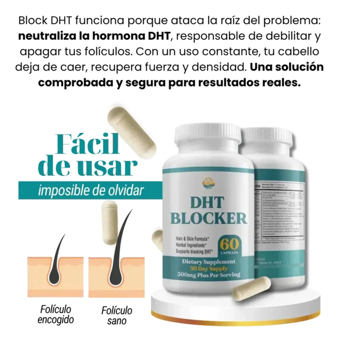 DHT Blocker Fórmula para cabello y piel Simply Revival (60 Cápsulas)