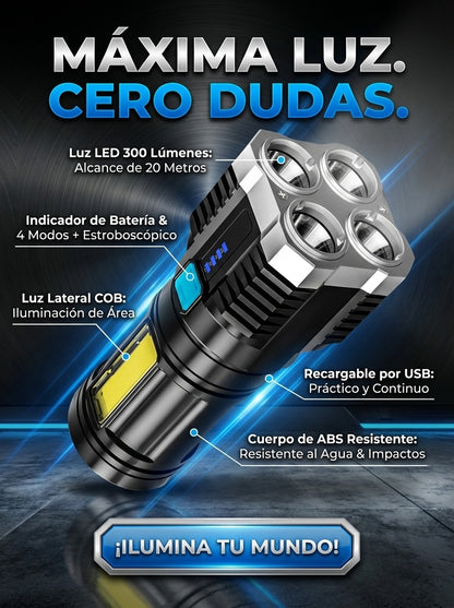 Linterna Táctica Profesional Recargable USB Impermeable