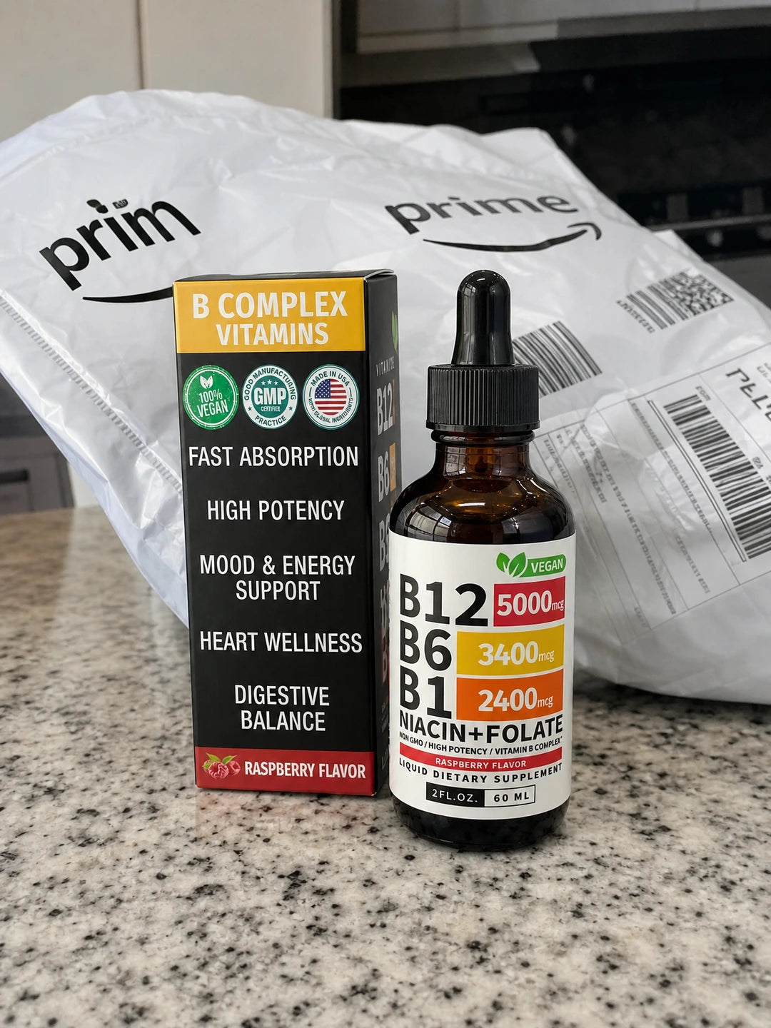 B COMPLEX VITAMINS – Suplemento Líquido de Vitaminas B12, B6, B1, Niacina y Folato para Apoyo Energético y Bienestar General (60 ml)