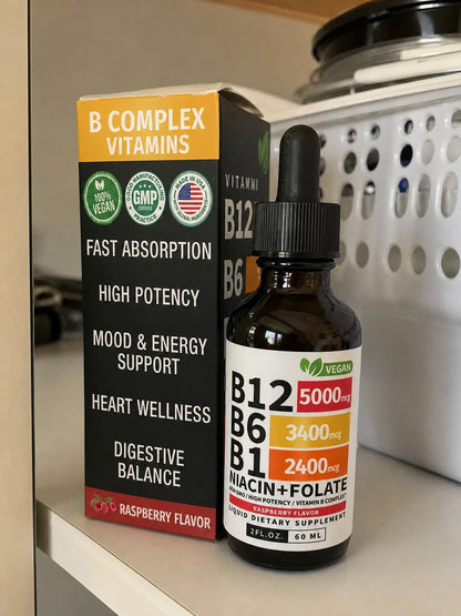 B COMPLEX VITAMINS – Suplemento Líquido de Vitaminas B12, B6, B1, Niacina y Folato para Apoyo Energético y Bienestar General (60 ml)