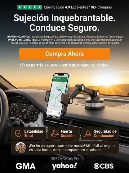 Soporte Celular Giratorio 360: Montaje Seguro para Tablero y Parabrisas