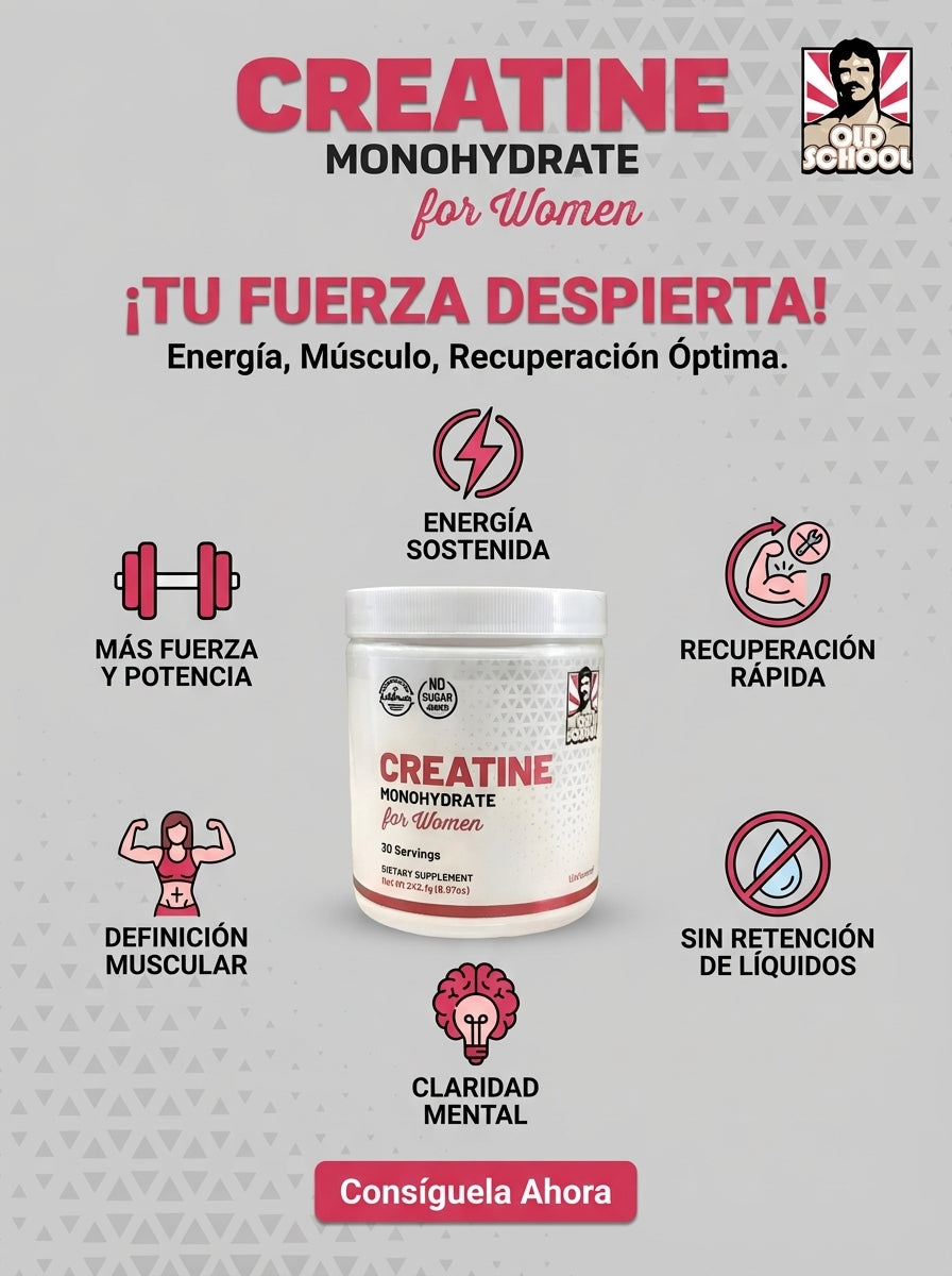 Creatine Monohydrate for Women - Creatina Monohidratada 5000mg + Colágeno y BCAA (30 Servicios) – Old School Labs™