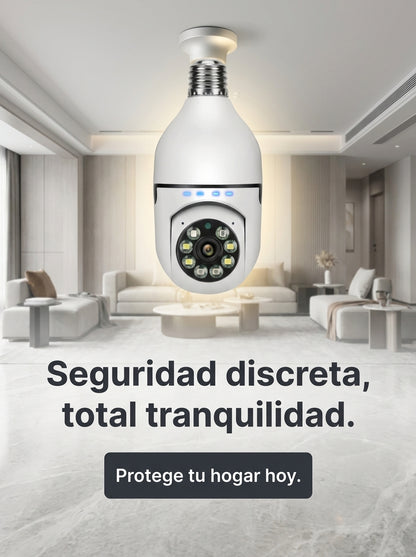 Cámara de Seguridad WiFi: Tipo Foco con Visión 360°