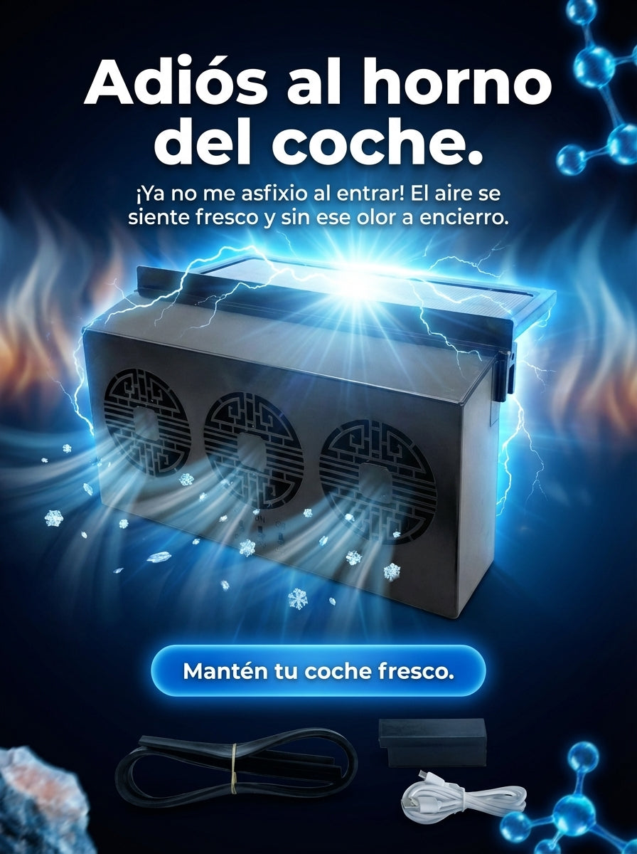 Extractor de Aire Caliente con Panel Solar para Auto – Ventilador Solar de Ventana con Triple Ventilación (3 Ventiladores)