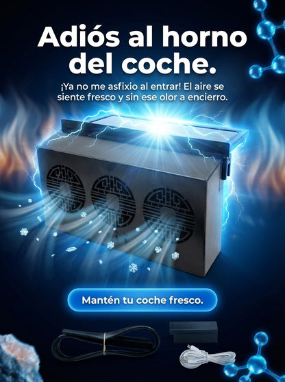 Extractor de Aire Caliente con Panel Solar para Auto – Ventilador Solar de Ventana con Triple Ventilación (3 Ventiladores)