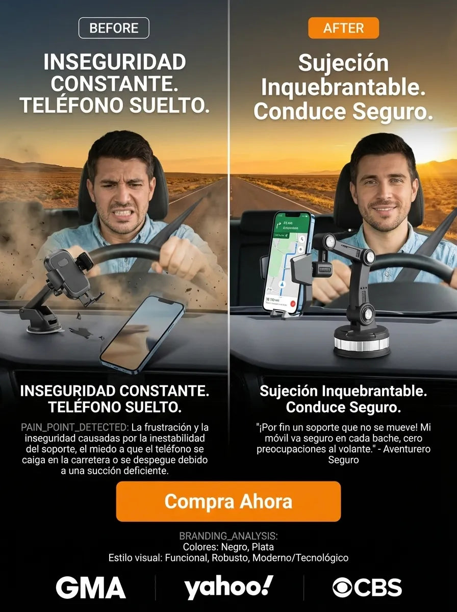 Soporte Celular Giratorio 360: Montaje Seguro para Tablero y Parabrisas