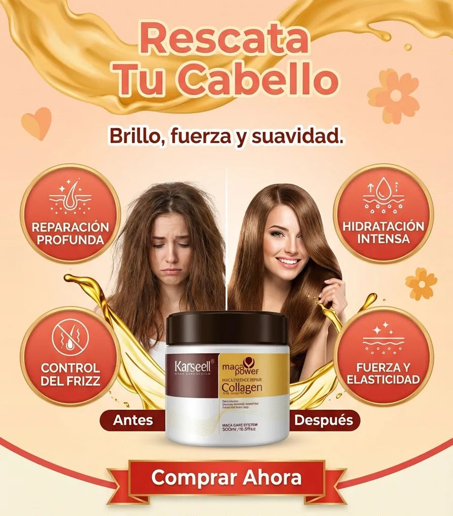 Karseell Collagen Hair Mask: Mascarilla de Colágeno para Cabello Seco y Dañado (500ml)