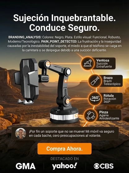 Soporte Celular Giratorio 360: Montaje Seguro para Tablero y Parabrisas