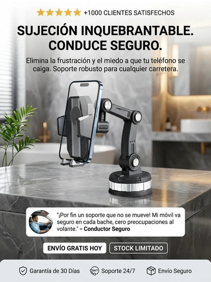 Soporte Celular Giratorio 360: Montaje Seguro para Tablero y Parabrisas