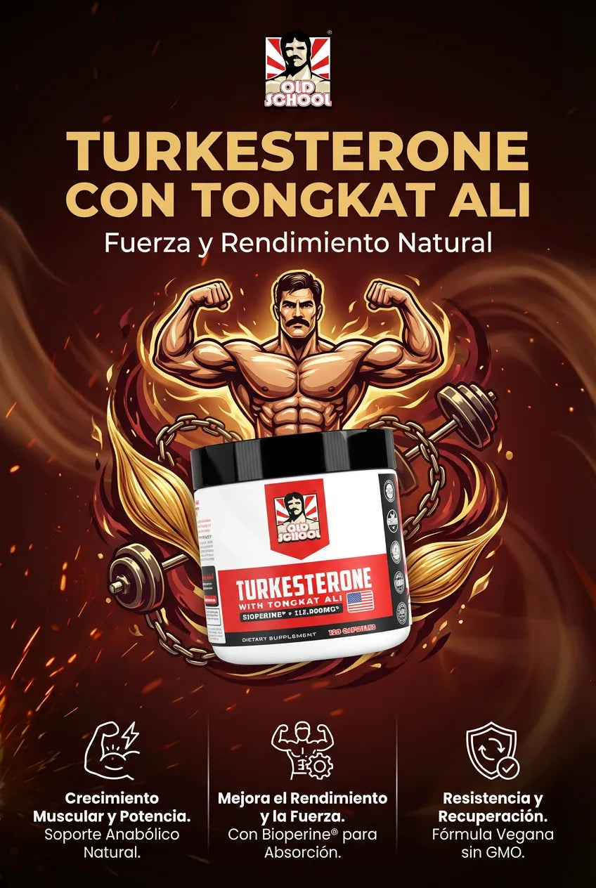 Turkesterone - Cápsulas de Ajuga Turkestanica con Tongkat Ali para Resistencia, Fuerza y Vitalidad Masculina (120 Cápsulas)