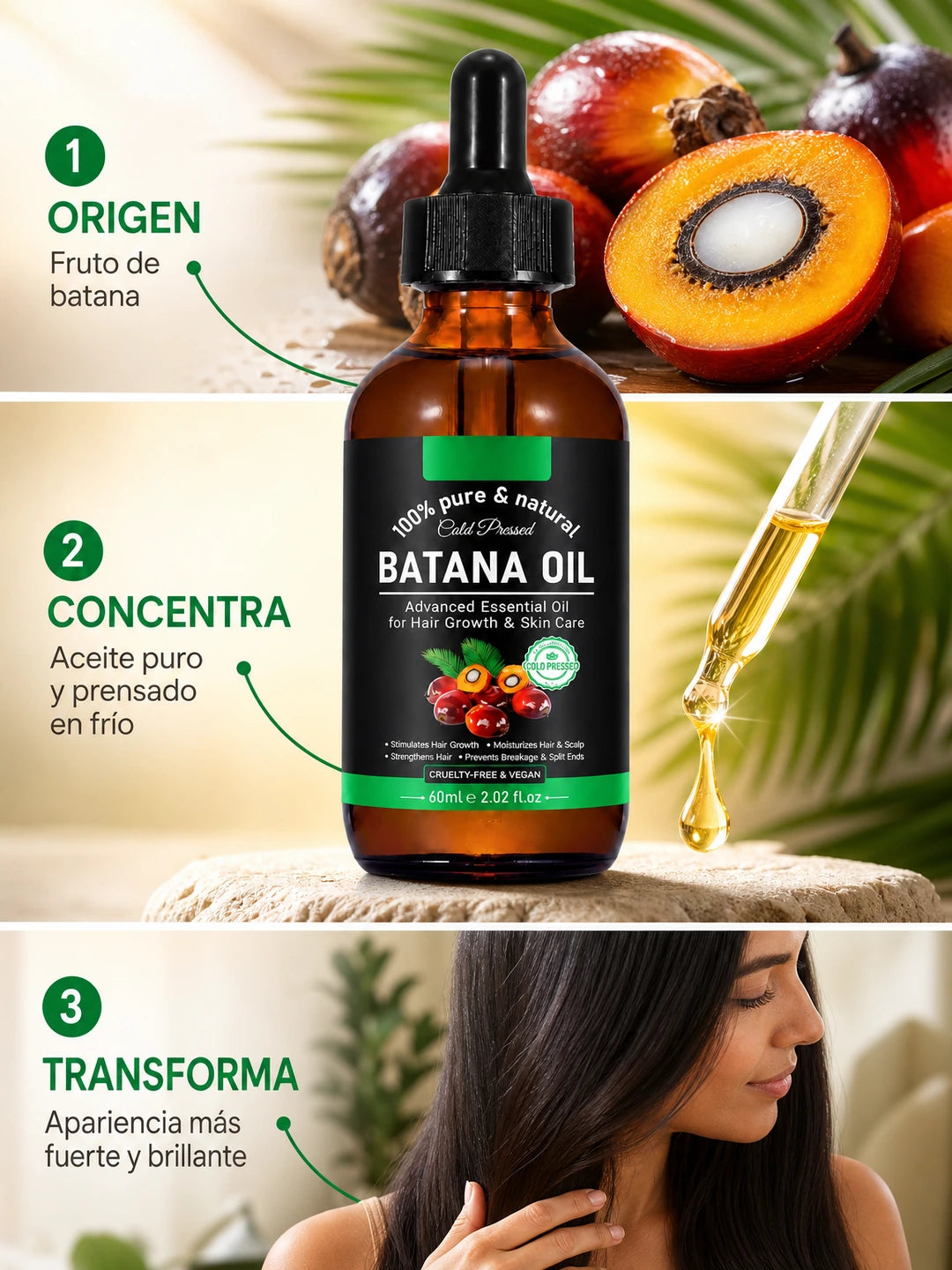 BATANA OIL – Aceite de Batana Prensado en Frío para Fortalecimiento, Hidratación y Cuidado del Cabello y Cuero Cabelludo (60 ml)