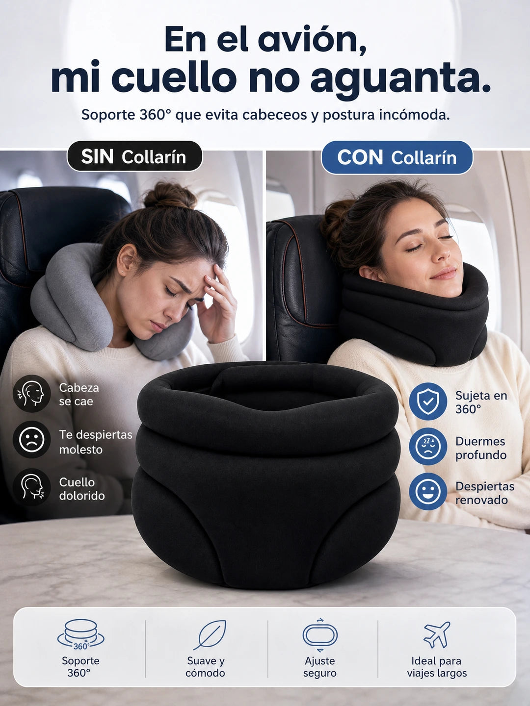 CERVICAL NECK SUPPORT – Cojín Cervical Ergonómico para Soporte, Estiramiento y Relajación de Cuello y Hombros