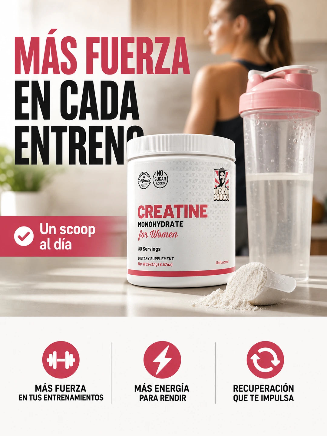 Creatina Monohidratada - Fuerza y Rendimiento para Mujeres (240 g)