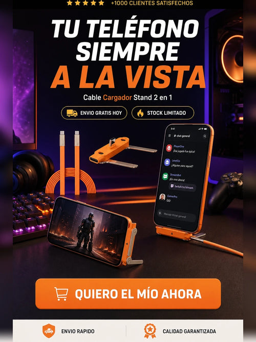 Druva Cable Tipo C a Tipo C 240W – Carga Rápida y Soporte Inteligente 2 en 1