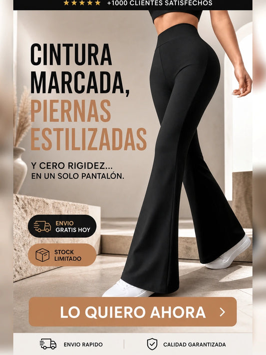 Flare Pants™ Wide-Leg para Mujer – Pretina Alta + Tela Stretch Suave (Efecto Piernas Largas y Cintura Definida)