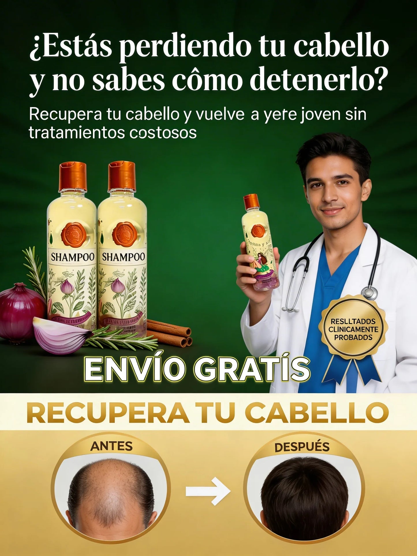 Shampoo de Cebolla – Fortalecimiento Capilar y Control de Caída con Romero y Canela