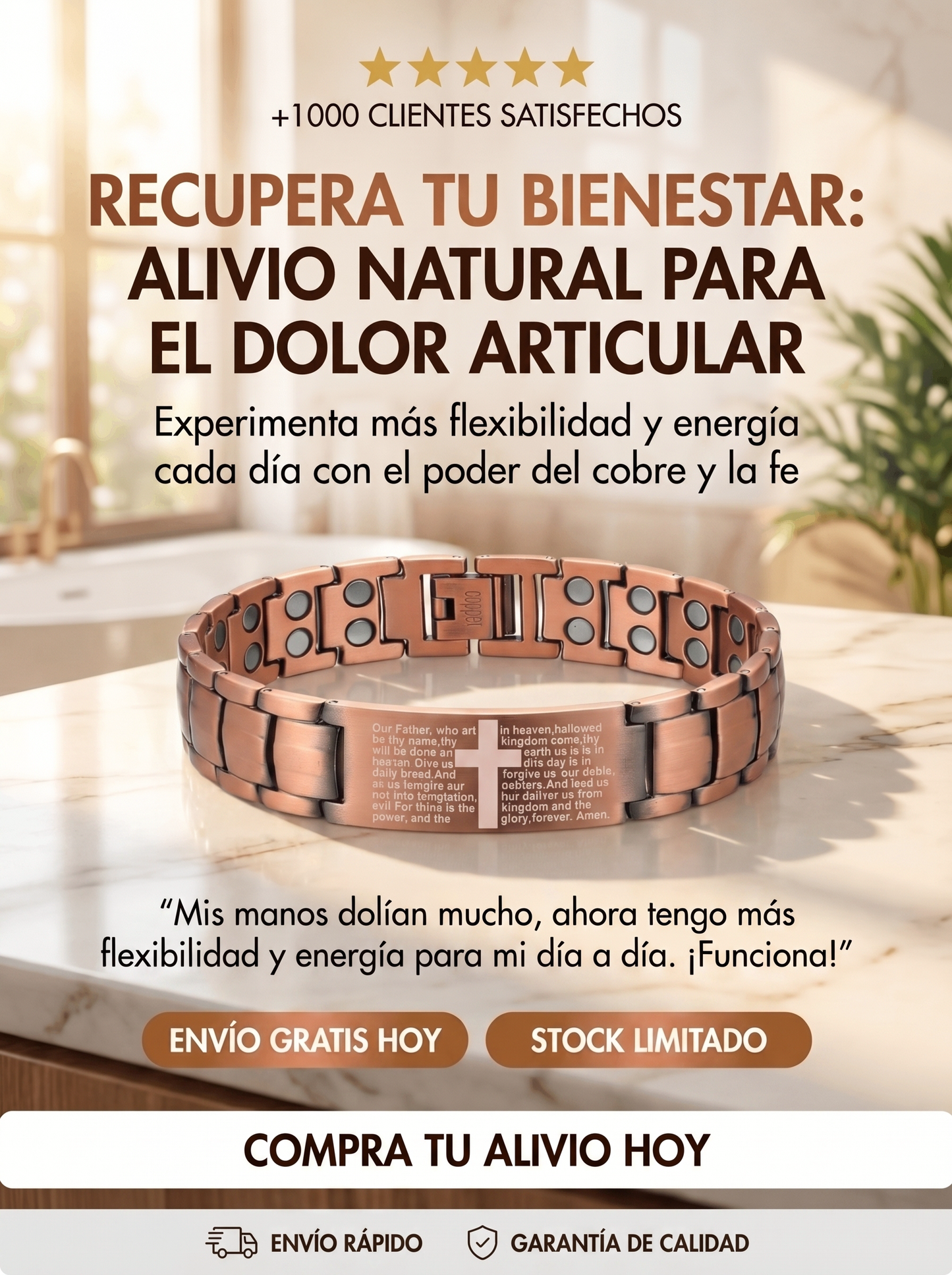 Crucis+ Pulsera Magnética de Cobre de Alivio y Bienestar Espiritual