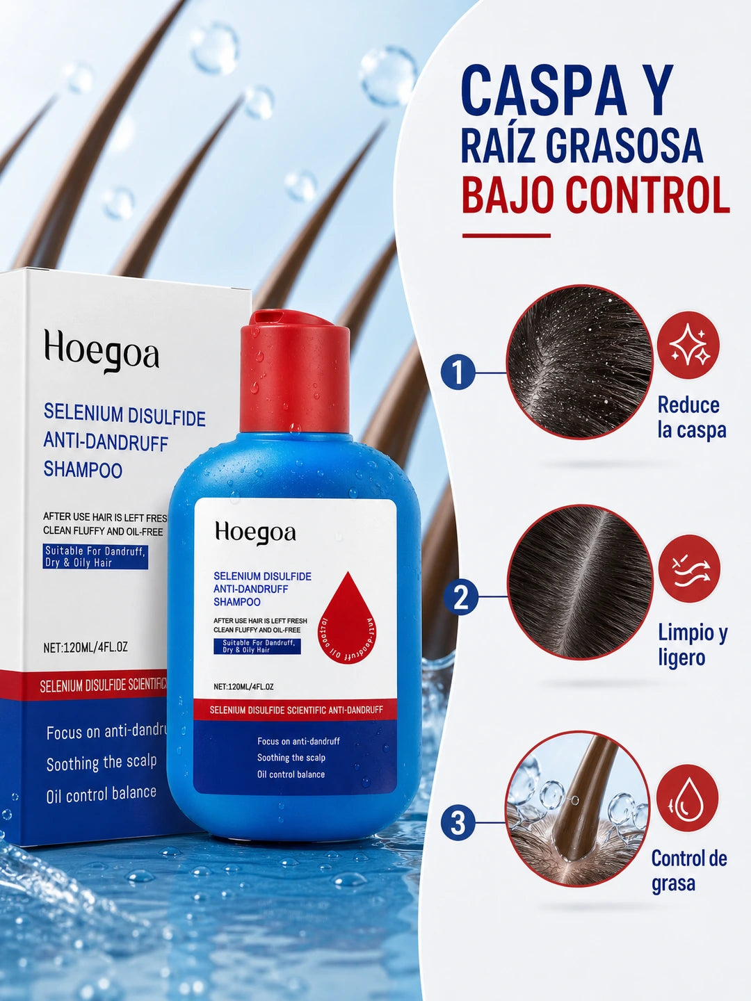 SELENIUM DISULFIDE ANTI-DANDRUFF SHAMPOO – Champú Anticaspa con Disulfuro de Selenio para Control de Caspa, Grasa y Cuidado del Cuero Cabelludo (120 ml)