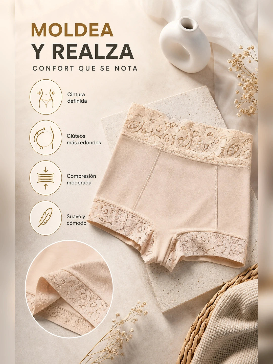 Short Cachetero Moldeador – Faja Levanta Glúteos y Control Abdomen Invisible