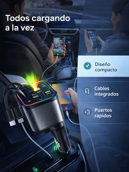 Cargador retráctil para automóvil 4 en 1
