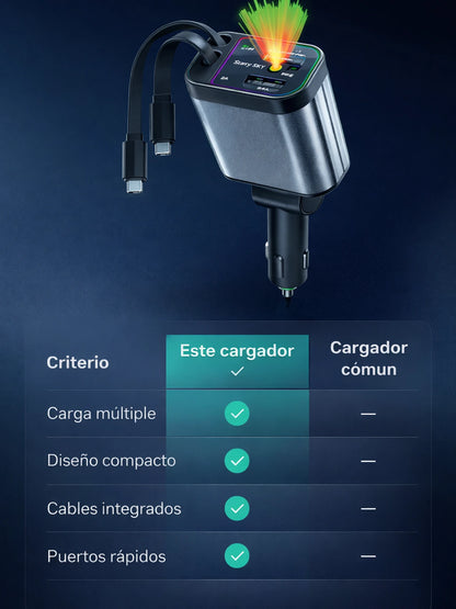 Cargador retráctil para automóvil 4 en 1