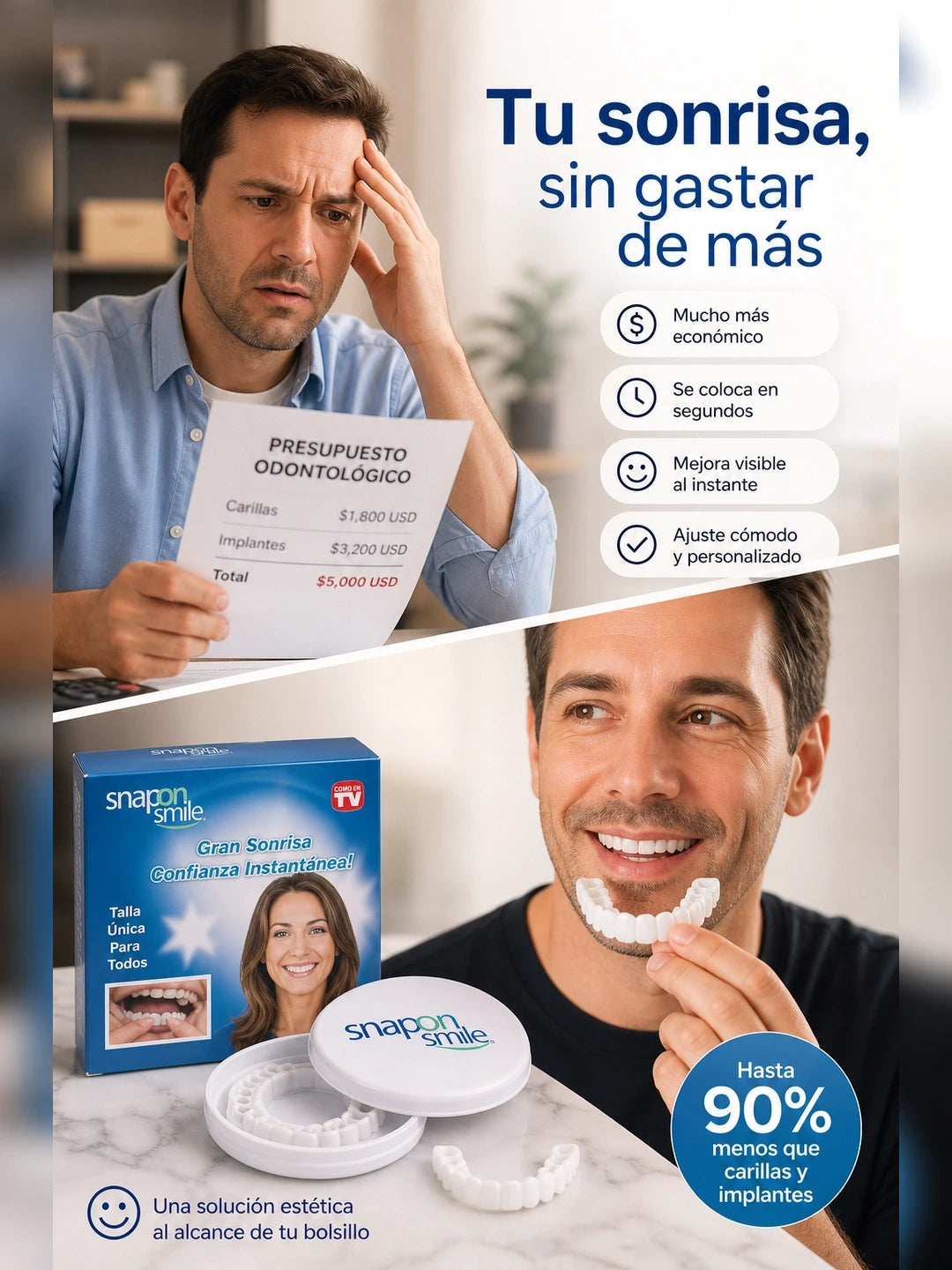 Snap Smile – Carillas Dentales Removibles para una Sonrisa Más Uniforme