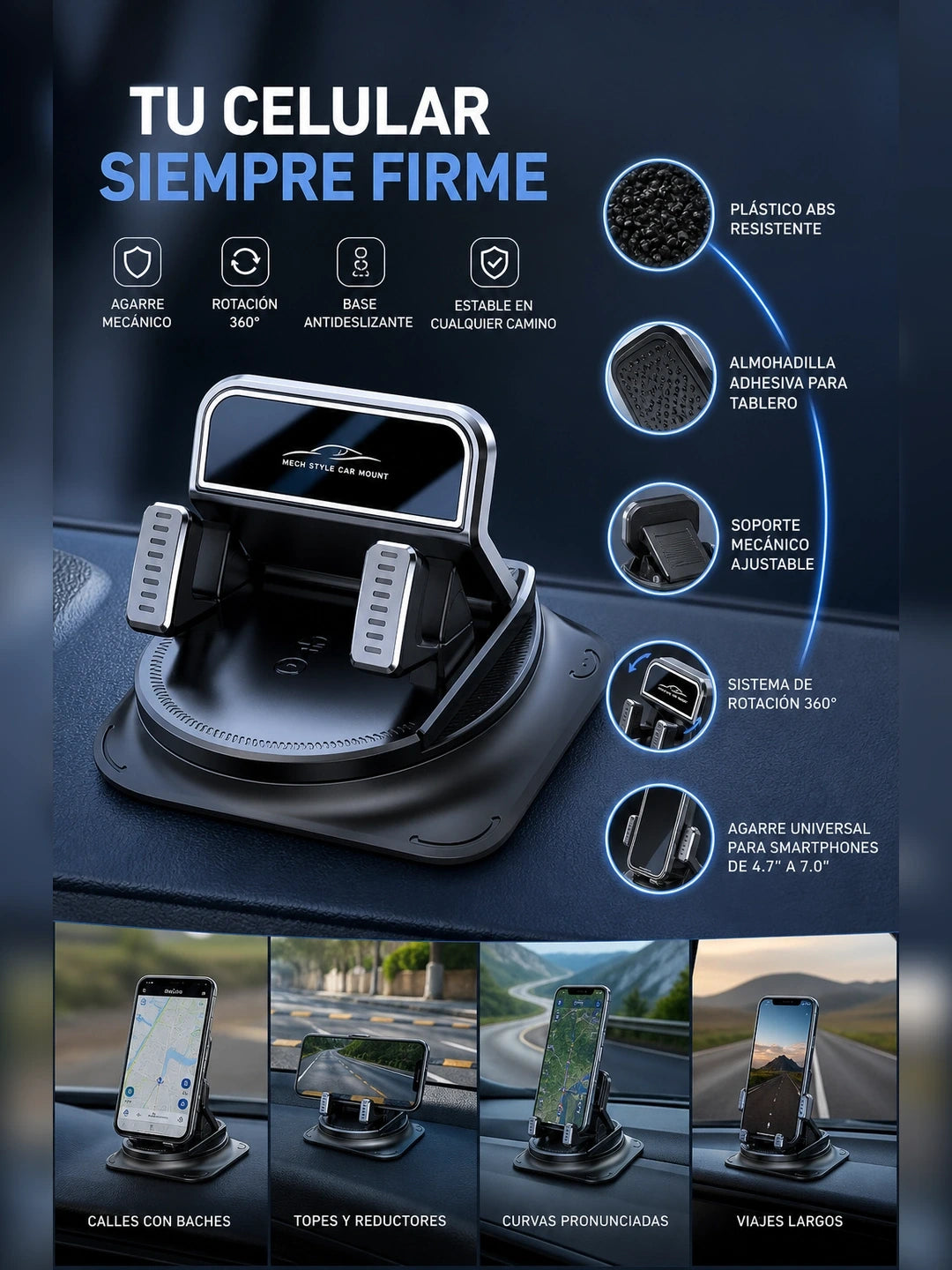 Autogrip - Soporte 360° de Auto para Celular